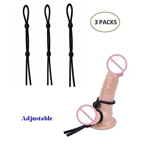 3 Packs Adjustable Dual Cock Ring Soft Silicone Time Delay Erection Cock Rings for Men Adult Penis Rings Thread Sex Toy Ring Penis Cock Ring