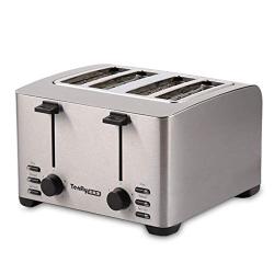 QIN.J.FANG-Kitchen 220V Stainless Steel 4-Slice Toaster,rapid heating widened barbecue trough,LED light indicator