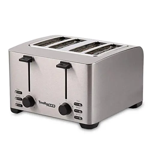 QIN.J.FANG-Kitchen 220V Stainless Steel 4-Slice Toaster,rapid heating widened barbecue trough,LED light indicator