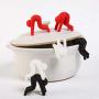 Pot Lid Holder Silicone Anti Overflow Spill Tool Pot Small Person Shape Bracket for Chopsticks Kitchenware Black (5)
