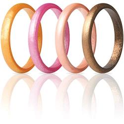 ThunderFit Womens Thin and Stackable 4 Pack Silicone Rings Wedding Bands 2.5mm Width - 2mm Thick