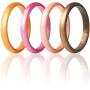 ThunderFit Womens Thin and Stackable 4 Pack Silicone Rings Wedding Bands 2.5mm Width - 2mm Thick