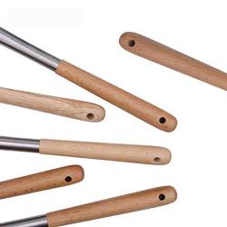 Hjyi Kitchen Cooking Wooden handle Silicone kitchenware non-stick pot high temperature cooking spoon shovel set kitchen tools (8-piece set)
