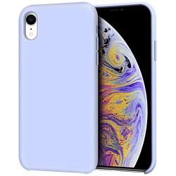 Anuck iPhone XR Case, Anti-slip Liquid Silicone Gel Rubber Bumper Case with Soft Microfiber Lining Cushion Slim Hard Shell Shockproof Protective Case Cover for Apple iPhone XR 6.1" 2018 - Light Purple