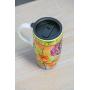 Cypress Home Ceramic Travel Mug with Gift Box, 17 ounces (Blooming Flowers)