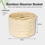 Juvale 3-Piece Set 10 Inch Bamboo Steamer Basket for Dim Sum, Buns, and Dumplings