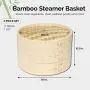 Juvale 3-Piece Set 10 Inch Bamboo Steamer Basket for Dim Sum, Buns, and Dumplings