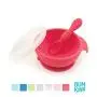 Bumkins Suction Silicone Baby Feeding Set, Bowl, Lid, Spoon, BPA-Free, First Feeding, Baby Led Weaning - Red
