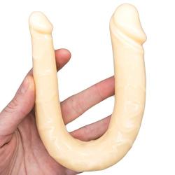 Roxy Sex Toys Double Dildo for Women 13” Small Anal & Vagina Curved Double Ended Dual Penetration G-spot Dong with Penis Head for Lesbians & Beginners