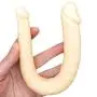 Roxy Sex Toys Double Dildo for Women 13” Small Anal & Vagina Curved Double Ended Dual Penetration G-spot Dong with Penis Head for Lesbians & Beginners