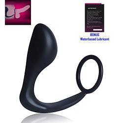 Lover Fire N Erection Enhancing Cock Ring & Butt Plug 2 in 1? Medical Grade Silicone Anal Sex Toy For Adult Man And Woman ? Larger, Thicker Erections ? Incredible Orgasms with lube