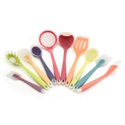 Kitchen Supplies Set of 10 Spatula Colander Household Kitchenware Set Silicone Kitchenware Tool Accessories (Color : Multi-Colored)