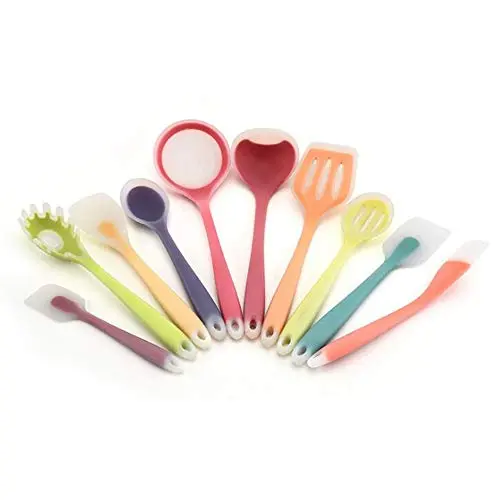Kitchen Supplies Set of 10 Spatula Colander Household Kitchenware Set Silicone Kitchenware Tool Accessories (Color : Multi-Colored)