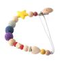 Lets Make 2pc Baby Pacifier Clip Wooden Rattle Bracelet Set Newborn Shower Gift