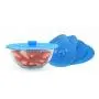 Happy Gourmet Set of 5 Kitchenware Silicone Suction Lids and Food Covers, Blue