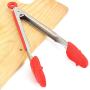 Silicone kitchenware 3-piece 7-inch Heavy Duty Non-stick Stainless Steel Silicone Grill And Kitchen Tongs For Cooking Silicone Appliances Durable (Color : Red, Size : 7 Inches)