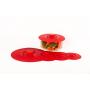 Silicone Suction Lids, Food Covers. Suction Seal Works on Cups, Bowls & Pots, Set of 5 in Red