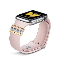 EloBeth Decorative Rings Loops Compatible with Apple Watch Bands 44mm 42mm 40mm 38mm iWatch Series 5 4 3 2 1 Band Accessories (Gold Rings no Band)