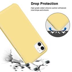 Anuck iPhone 11 Case, Anti-Slip Liquid Silicone Gel Rubber Bumper Case with Soft Microfiber Lining Cushion Slim Hard Shell Shockproof Protective Case Cover for Apple iPhone 11 6.1" 2019 - Yellow