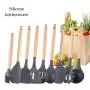 Cookware Set Food Grade Silicone Elm Handle Set Silicone Kitchenware 9 Piece High Temperature Cooking Tools, Kitchenware