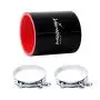 Hiwowsport Silicone 4-Ply Straight Coupler Silicone Hose 76mm Length with T-clamp(3.0"(76mm), Black with Red)