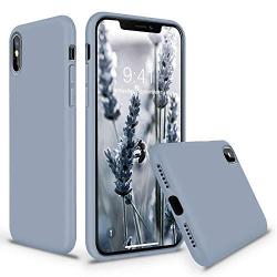 Vooii iPhone Xs Case, iPhone X Case, Soft Liquid Silicone Slim Rubber Full Body Protective iPhone Xs/X Case Cover (with Soft Microfiber Lining) Design for iPhone X iPhone Xs - Lavender Grey