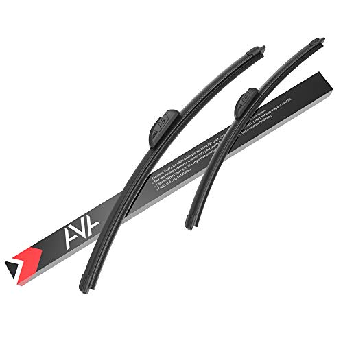 AVA 22+21 Silicone Windshield Wiper Blades, All-Weather, Water-Repellent, Quiet and Long-Lasting (Pack of 2)