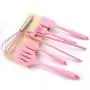 firlar 6pcs Silicone Baking Utensils Set, Pink Silicone Egg Beater Spoon Clip Spatula Oil Brush Kitchenware Hand Whisk Mixer Cookware Set
