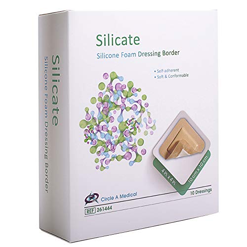 Silicate Silicone Foam Dressing with Border Sterlie, 4&quotx 4" (10 cm x 10 cm), Self Adherent, Soft and Confortable (Box of 10)