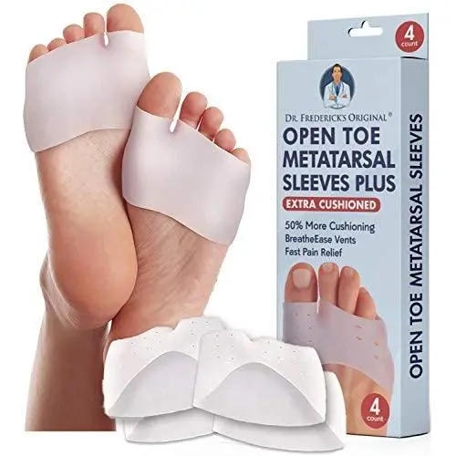 Dr. Fredericks Original Metatarsal Sleeves Plus - 50% More Cushioning - 4 Pieces - Metatarsal Pads for Women & Men