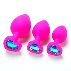 Sex Enjoyment Toys 3PcsSize Soft Silicone Base with Heart Shaped Jeweled Stimulation for Women Men Couples Lover