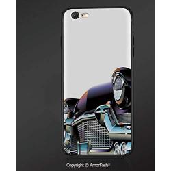 Customized iPhone 6 Case | iPhone 6S Case | Shockproof,Lightweight,Scratch Resistant,Cars,Old Fashioned Automobile Old Timer Antique American Collectors Vehicle Decorative,Black Pale Blue Orange