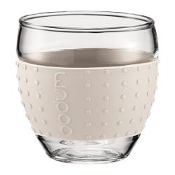 Bodum 12-Ounce Pavina Glasses with Silicone Grip, White, Set of 2