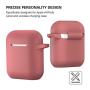 AirPods Case, Silicone Cover with U Shape Carabiner,360°Protective,Dust-Proof,Super Skin Silicone Compatible with Apple AirPods 1st/2nd (Brown)