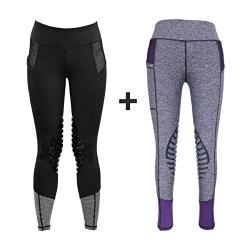 HR Farm Womens Silicone Tights Horse Riding Gel Grip Pull On Leggings with Pocket