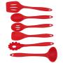 BUYITNOW 6 Pcs Silicone Non-stick Kitchenware Set Ladle Scraper Spatulas Slotted Spoon Heat Resistance Baking Cooking Tool