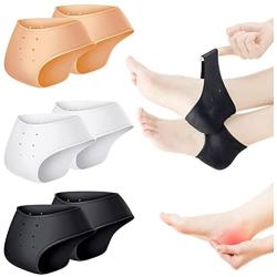 3 Pairs Heel Protectors Heel Support Silicone Heel Pads Gel Heel Cups, Plantar Fasciitis Blister for Men and Women, Relief Heel Repair Heel Pain Achilles Tendinitis, White, Nude and Black