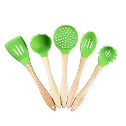 Tea Scoops - 3 5 7 Pcs Silicone Ware Non Stick Set Spoon Shovel With Wooden Handle - Scoops Scoops Pizza Holder Wooden Spoon Wood Cook Bamboo Tableware Blender Rubber Utensil Kitchen Spatu