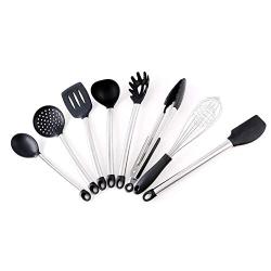 Gwjs Silicone Kitchen Utensils, Non-stick Heat-resistant Cookware Silicone Kitchenware Set Of 8 Kitchen Gadget Kitchen Tool-eight Piece Set 36cm(14.2inch)