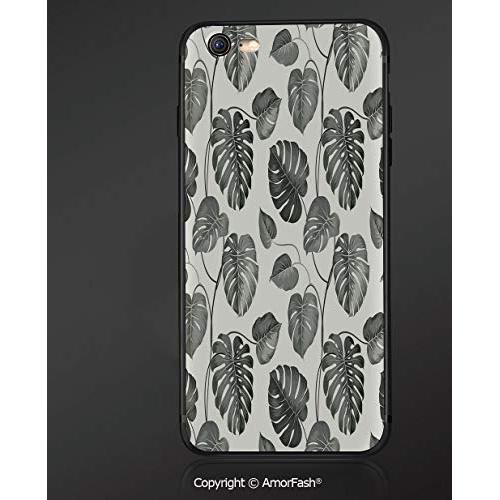 Compatible with iPhone 6 Ultra Slim Shockproof TPU Back Cover for iPhone 6S,Grey,Illustration of Tropical Palm Leaves in Classic Style Print with Soft Colors Nature Home Decorative,Ash Gray