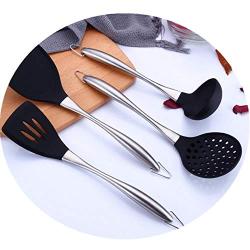 Kitchen Utensils, 304 Stainless Steel Kitchenware Set Silicone Cookware, Anti-Scalding Non-Stick Pot High Temperature Spoon Shovel Set, Kitchenware