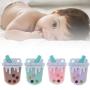 YOUSIKE DIY Beads Multi-Textured, Soft & Soothing, Easy-Hold, Silicone Teether for Babie Newborn, Infant Teething Toy Teether in Appetite Stimulating Colors (Milk Tea)