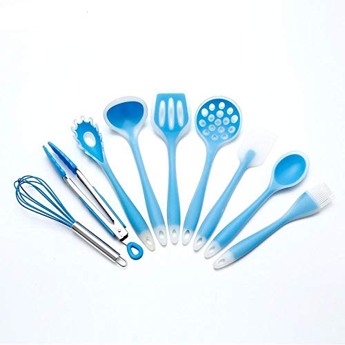 SKYyao Kitchen utensil set Environmental protection Translucent Silicone kitchenware 9 piece non-stick pot cooking Set Silicone