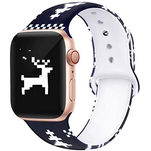 Kaome Floral Bands Compatible with Apple Watch 38mm 40mm 42mm 44mm, Soft Silicone Fadeless Pattern Printed Replacement Strap Bands for Women, Compatible with iWatch Series 5/4/3/2/1, S/M M/L
