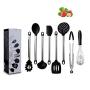 Silicone kitchenware 8 Piece Silicone Kitchen Utensil Set Stainless Steel Silicone Kitchen Utensils Set Kitchen Tools And Gadgets Nonstick Heat Resistant Tools ( Color : Black , Size : 8 Piece Set )