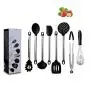 Silicone kitchenware 8 Piece Silicone Kitchen Utensil Set Stainless Steel Silicone Kitchen Utensils Set Kitchen Tools And Gadgets Nonstick Heat Resistant Tools ( Color : Black , Size : 8 Piece Set )