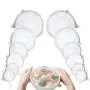 [12 Pcs] - Clear Silicone Stretch Lids, Durable Reusable Food Covers Fit all Shapes Sizes of Containers or Bowls, Keeps Food Fresh With an Airtight Seal, Dishwasher Freezer Safe, Multiple Sizes