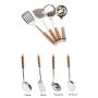 YingYing Home 4 pcs Eco-Friendly Wooden Handle Spatula Thickening Stainless Steel Kitchenware Spoon Shovel Practical Colander
