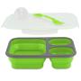 Smart Planet EC-34 Large 3-Compartment Eco Silicone Collapsible Meak Kit Lunch Box, Green