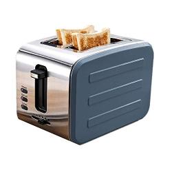 QIN.J.FANG-Kitchen Toaster 2 slice Breakfast machine,Stainless steel 4cm Extra Wide Slots,800W,Gray